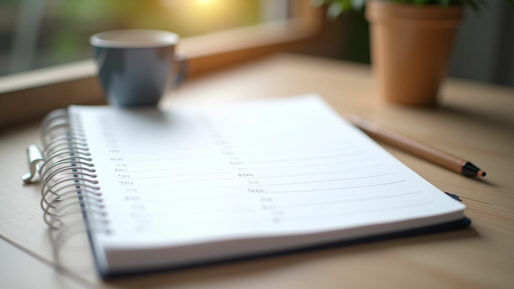 Dagplanner met pen en kopje koffie op bureau, handgeschreven aantekeningen zichtbaar